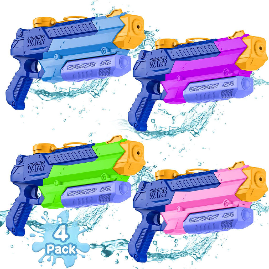 WOLKEK Water Gun Water Guns for Kids 4 Pack Long Range Squirt Guns Pool Toys Water Toys for Swimming Pool Beach Sand Outdoor Summer Gifts for Kids