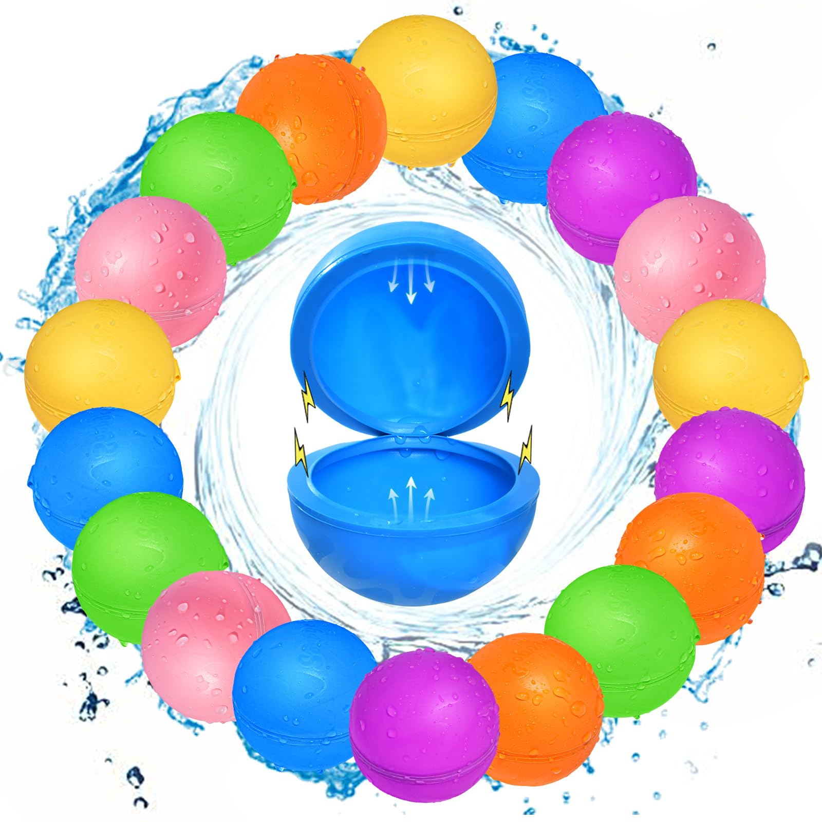 18Pcs Reusable Water Balloons Pool Toys for Boys and Girls Beach Outdoor Activities Water Toys for Kids Ages 3-12 Summer Water Toys for Boys and Girls