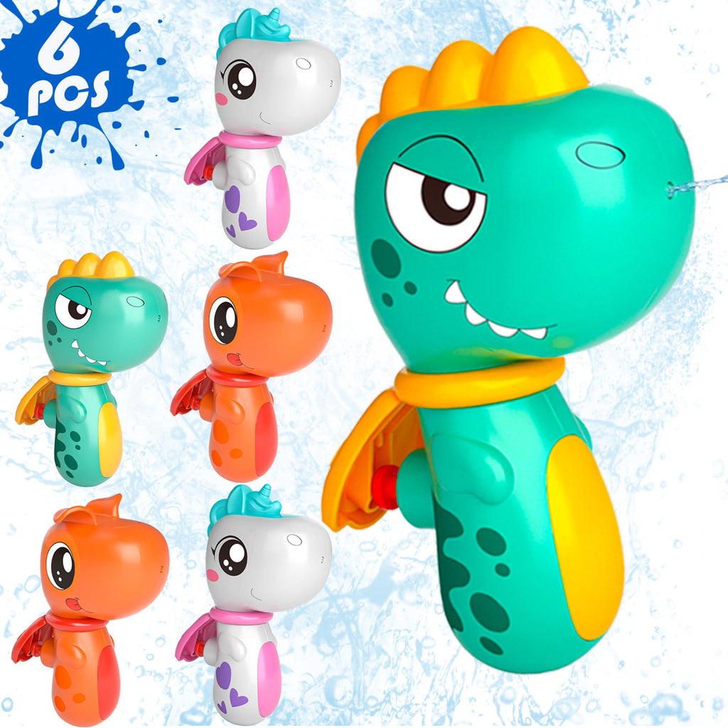 ZEBNYYA 6 Pack Animal Water Gun for Kids Mini Squirt Gun Water Blaster Soaker Toys Dinosaur Dog Unicorn Shape Small Water Pistol Gun for Summer Outdoor Pool/Beach/Yard/Party Play